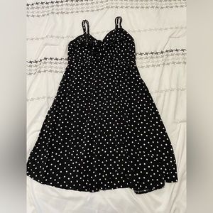 Kids Black And White Polkadot Front Tie Dress
